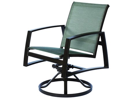 Suncoast Vision Sling Cast Aluminum Arm Swivel Rocker Dining Chair