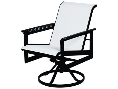 Suncoast South Beach Sling Cast Aluminum Arm Swivel Dining Chair