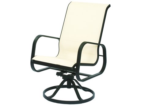Suncoast Seascape Sling Cast Aluminum Hi Back Swivel Rocker Dining Arm Chair