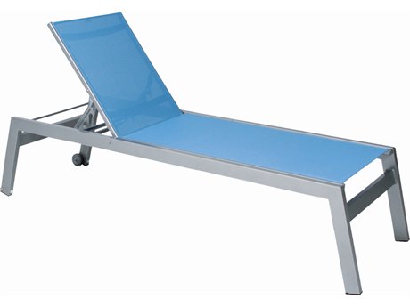 Suncoast Vectra Rise Sling Aluminum Chaise Lounge Armless with Wheels