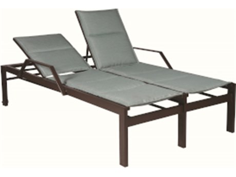 Suncoast Vectra Bold Sling Cast Aluminum Double Chaise Lounge with Wheels