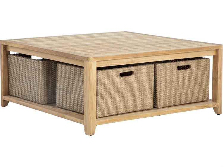 Summer Classics Chesapeake Wicker 40'' Square 4 Basket Storage Coffee Table