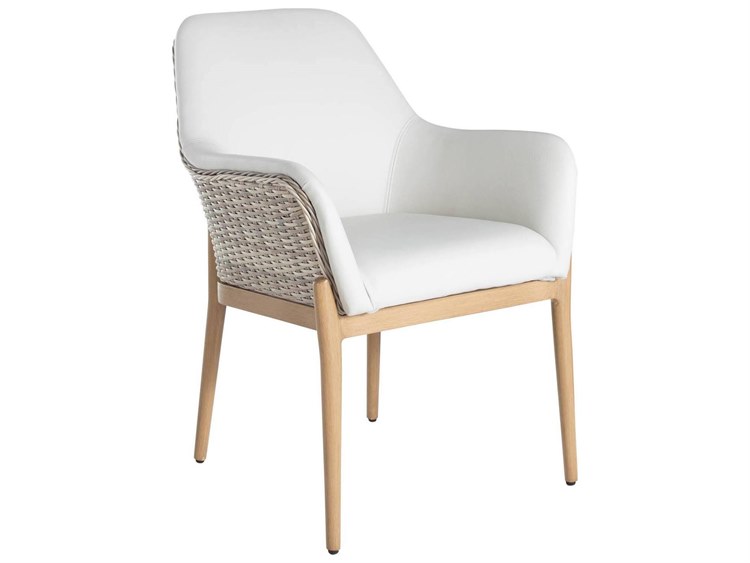 Summer Classics Palma N-Dura Resin Wicker Natural Outdoor Patio Dining Arm Chair with Vinyl