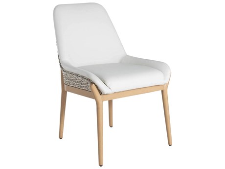 Summer Classics Palma N-Dura Resin Wicker Natural Dining Side Chair with Vinyl