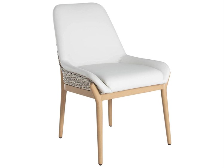 Summer Classics Palma N-Dura Resin Wicker Natural Outdoor Patio Dining Side Chair with Vinyl