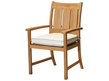 Summer Classics Croquet Teak Quick Ship Natural Dining Arm Chair in Linen Dove