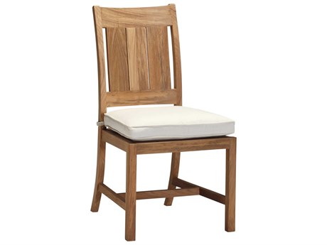 Summer Classics Croquet Teak Quick Ship Natural Dining Side Chair in Linen Dove