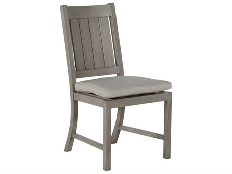 Summer Classics Croquet Aluminum Quick Ship Slate Grey Dining Side Chair in Linen Dove