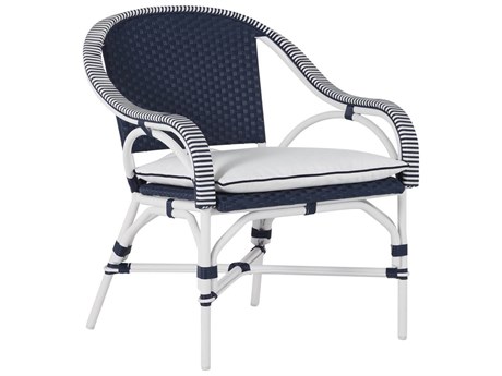 Summer Classics Savoy Aluminum Wicker Chalk/White/Navy Lounge Chair