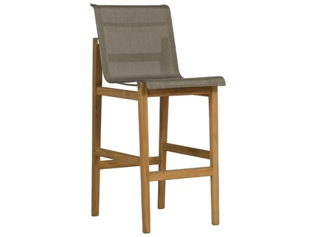 Summer Classics Coast Natural Teak & Heather Grey Sling Bar Stool