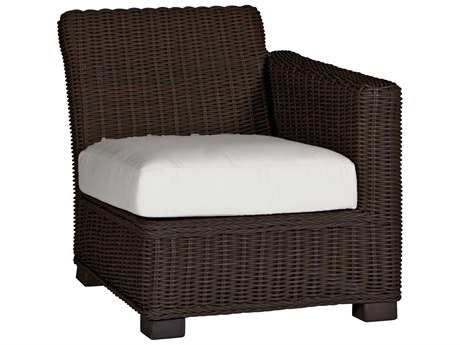 Summer Classics Rustic Wicker Right Arm Facing Lounge Chair with Cushion