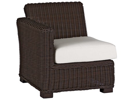 Summer Classics Rustic Wicker Left Arm Facing Lounge Chair with Cushion