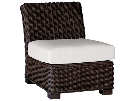 Summer Classics Rustic Quick Ship N-dura Resin Wicker Black Walnut Slipper Lounge Chair in Linen Dove