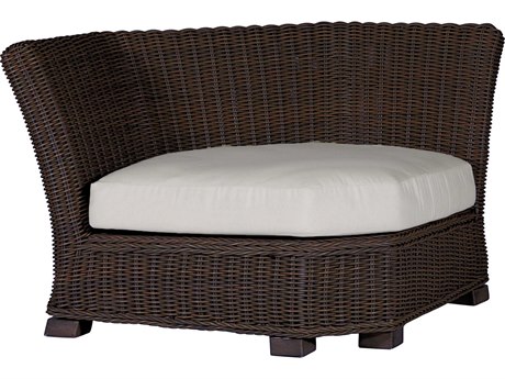 Summer Classics Rustic Wicker Corner Chair with Cushion