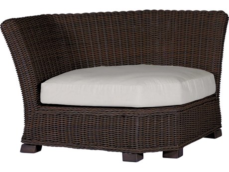 Summer Classics Rustic Quick Ship N-dura Resin Wicker Black Walnut Corner Lounge Chair in Linen Dove