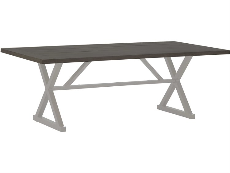 Summer Classics Cahaba Slate Grey 84'' Aluminum Rectangular Umbrella Hole Dining Table