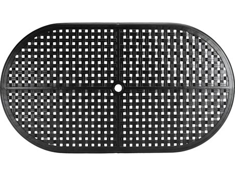 Summer Classics Double Lattice Cast Aluminum 71''W x 39''D Oval Table Top with Umbrella Hole