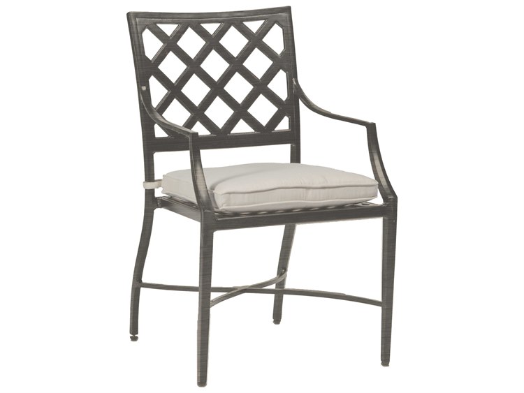 Summer Classics Lattice Slate Gray Cast Aluminum Dining Arm Chair