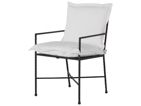 Summer Classics Italia Wrought Iron Black Hammered Dining Arm Chair