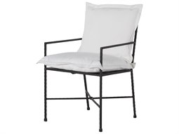 Summer Classics Italia Wrought Iron Black Hammered Dining Arm Chair