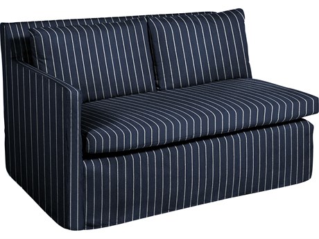 Summer Classics Nora Outdoor Left Arm Facing Loveseat in Sailor Stripe Indigo