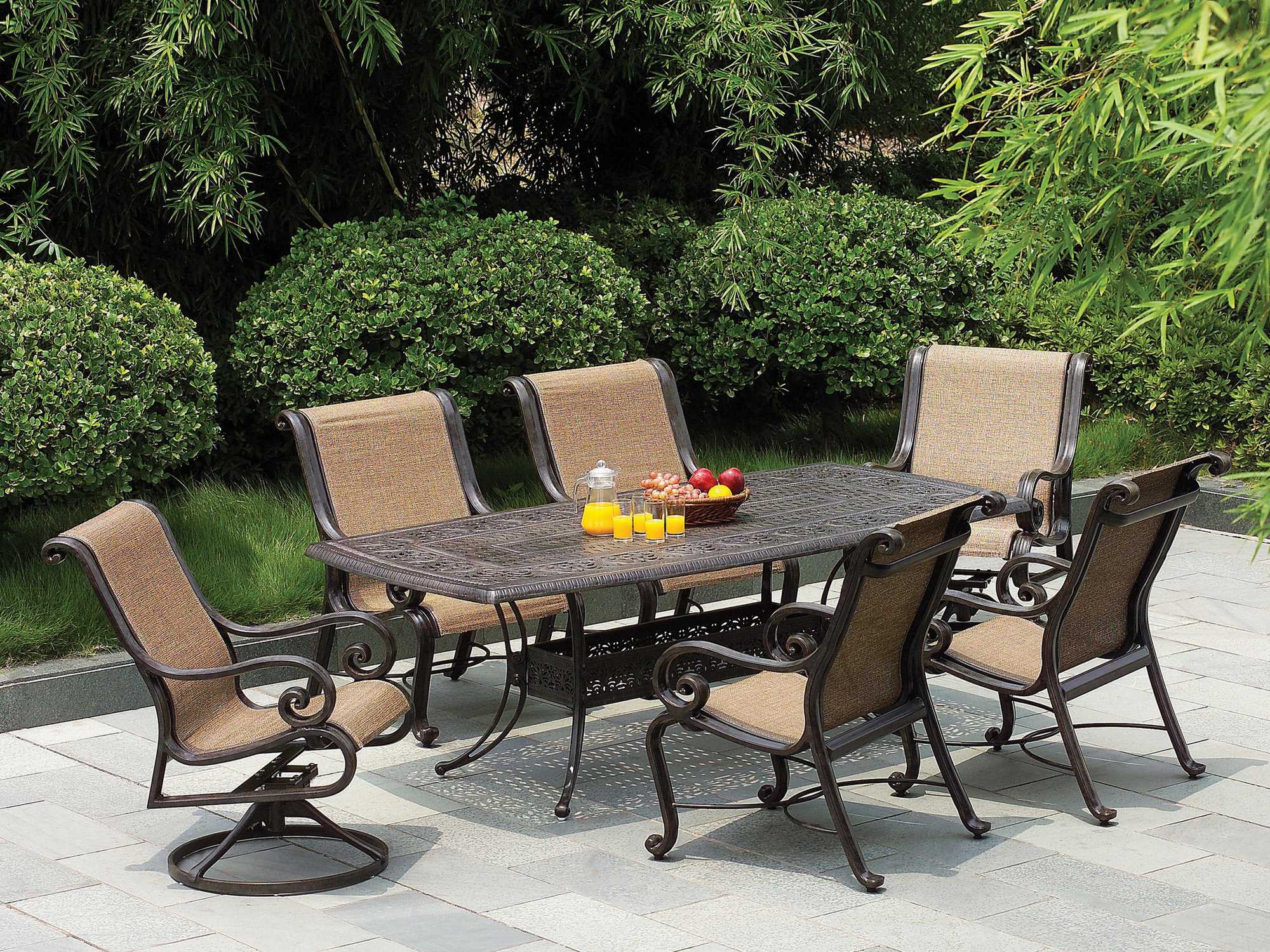 Suncoast San Marco Sling Cast Aluminum Dining Set Susnmds