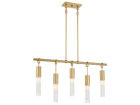 Savoy House Chelsea 5-Light Warm Brass Cylinder Island Pendant