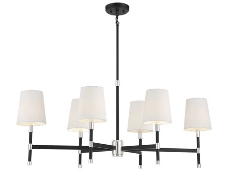 Savoy House Brody 6-Light Matte Black Polished Nickel Brass Empire Linear Island Pendant