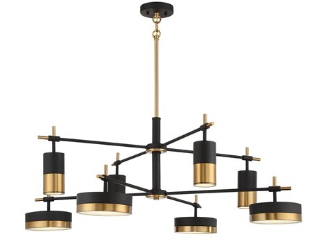 Savoy House Ashor 8-Light Matte Black Warm Brass Crystal Glass Chandelier