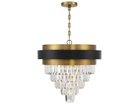 Savoy House Marquise 4-Light Matte Black Warm Brass Crystal Tiered Chandelier