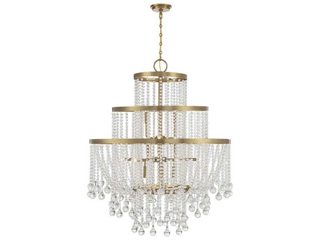 Savoy House Luna 15-Light Warm Brass Crystal Tiered Chandelier