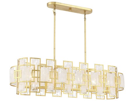 Savoy House Portia 6-Light True Gold Glass Geometric Island Pendant