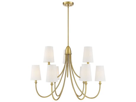 Savoy House Cameron 9-Light Warm Brass Empire Tiered Chandelier