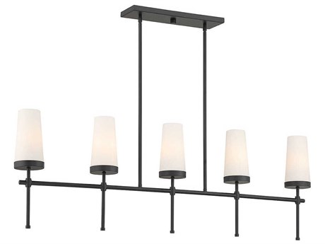 Savoy House Haynes 5-Light Matte Black Glass Linear Island Pendant
