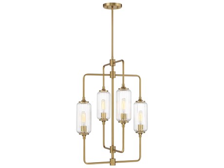 Savoy House Holton 4-Light Warm Brass Geometric Chandelier