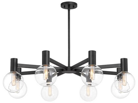 Savoy House Wright 8-Light Matte Black Glass Globe Chandelier