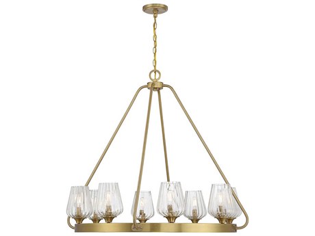 Savoy House Carlton 8-Light Warm Brass Glass Chandelier