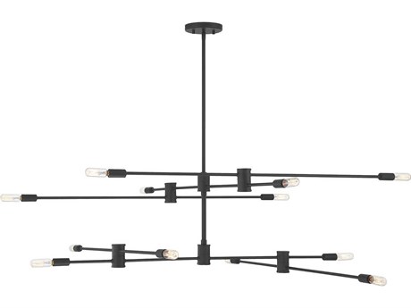 Savoy House Lyrique 12-Light Matte Black Linear Sputnik Tiered Chandelier