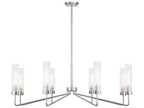 Savoy House Baker 8-Light Polished Nickel Glass Cylinder Chandelier