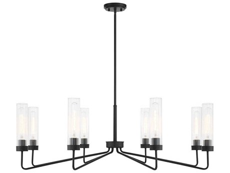 Savoy House Baker 8-Light Matte Black Glass Cylinder Chandelier