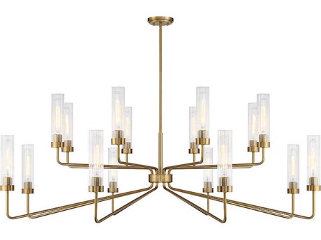 Savoy House Baker 16-Light Warm Brass Glass Cylinder Tiered Chandelier