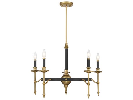 Savoy House Consulate 5-Light Matte Black Warm Brass Traditional Candelabra Chandelier