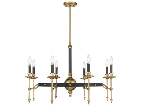 Savoy House Consulate 8-Light Matte Black Warm Brass Traditional Candelabra Chandelier