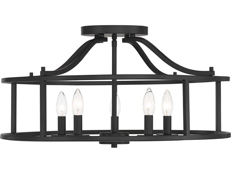 Savoy House Stockton 5-Light Matte Black Round Semi Flush Mount