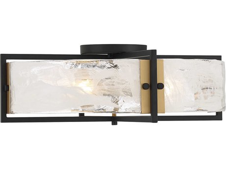 Savoy House Hayward 4-Light Matte Black Warm Brass Glass Round Flush Mount