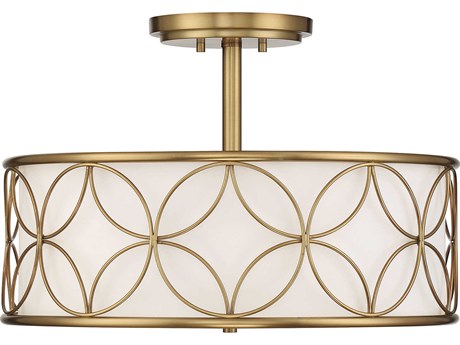 Savoy House Reid 4-Light Warm Brass Drum Round Semi Flush Mount