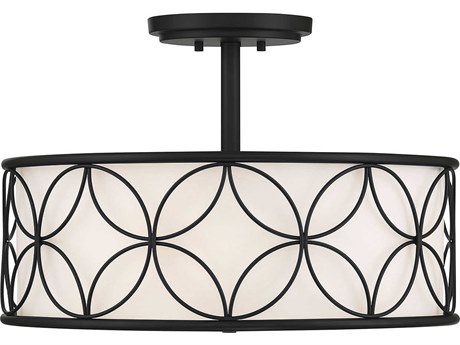 Savoy House Reid 4-Light Matte Black Drum Round Semi Flush Mount