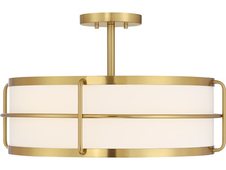 Savoy House Chauncey 4-Light Warm Brass Drum Semi Flush Mount