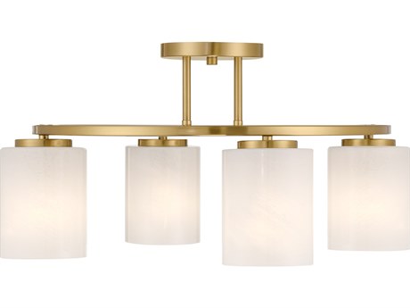 Savoy House Herron 4-Light Warm Brass Cylinder Semi Flush Mount