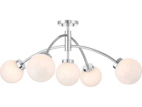Savoy House Redfield 5-Light Chrome Globe Semi Flush Mount